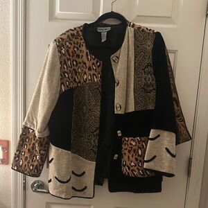 Indigo Leopard and Paisley Jacket - Black and Tan